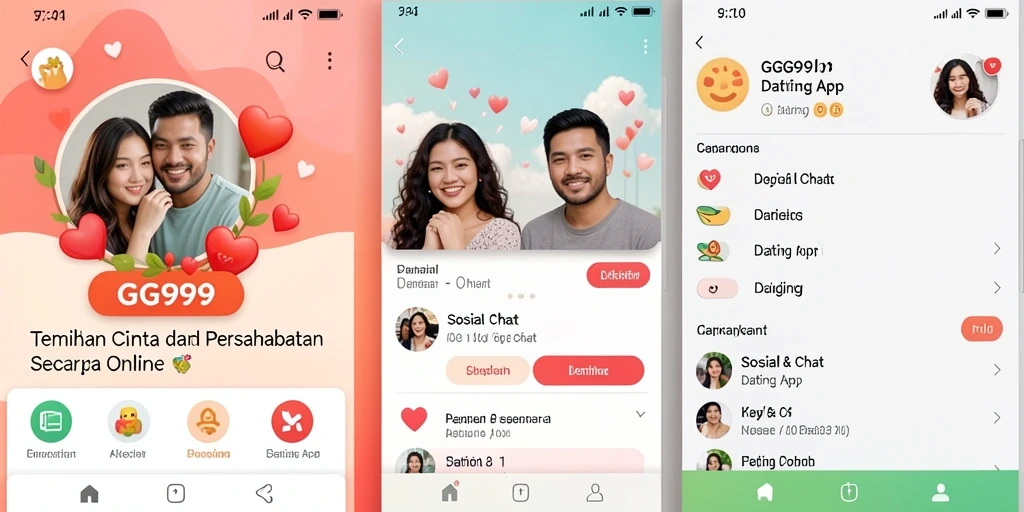 Screenshot antarmuka utama GG999 dengan fitur kencan yang menarik.
