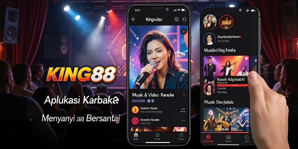 Screenshot aplikasi KING88 dengan antarmuka karaoke yang user-friendly.
