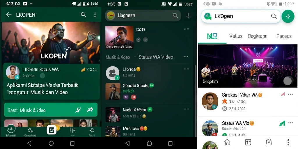 Antarmuka LKOPEN menampilkan koleksi video Status WA yang menarik dan mudah diakses.