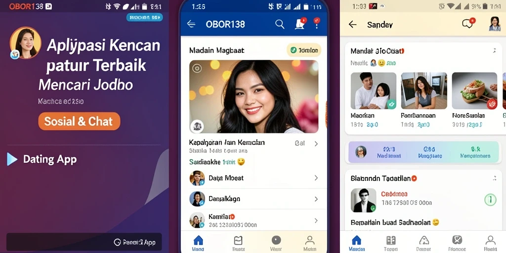 Antarmuka pengguna OBOR138 yang intuitif untuk aplikasi Dating App.