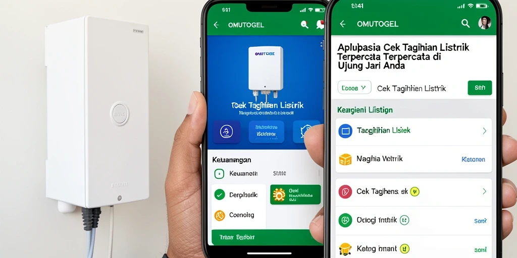 Antarmuka pengguna aplikasi Cek Tagihan Listrik OMUTOGEL yang intuitif.